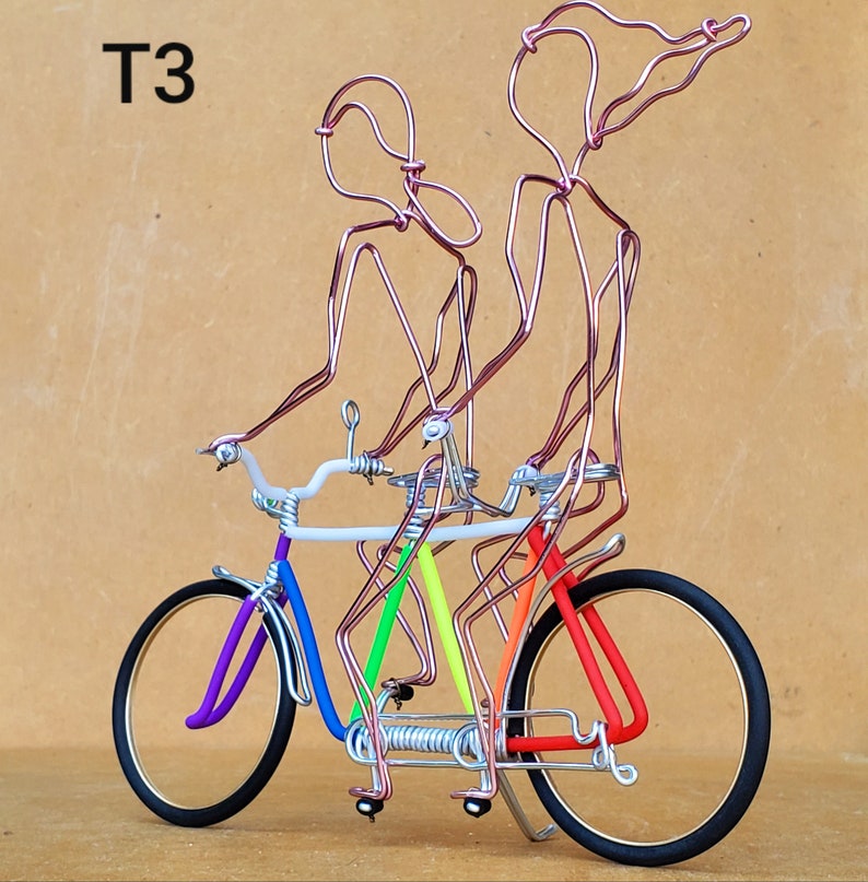 Miniature Tandem Bicycle. Hand Made Bike. Hand Crafted Aluminium Wire