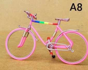 Miniature pride bicycle. Hand made bike. Hand crafted aluminium wire. Personalized bicycle.  gift for cyclists