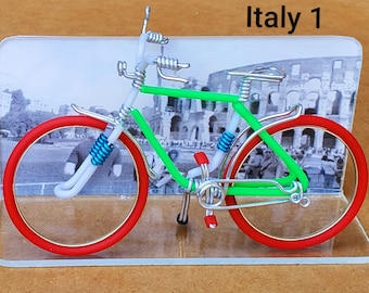 Miniature bicycle around the world. Hand made bike. Hand crafted aluminium wire. Personalized bicycle.  gift for cyclists