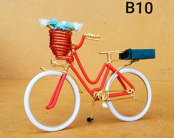 Miniature romantic bicycle. Hand made bike. Hand crafted aluminium wire. Personalized bicycle.  gift for cyclists