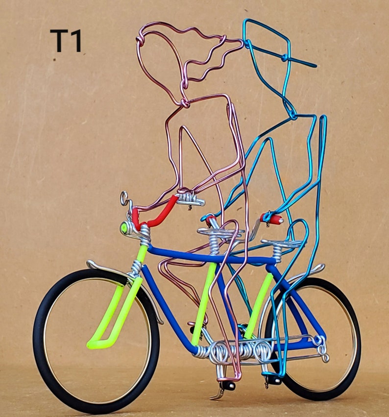 Miniature Tandem Bicycle. Hand Made Bike. Hand Crafted Aluminium Wire