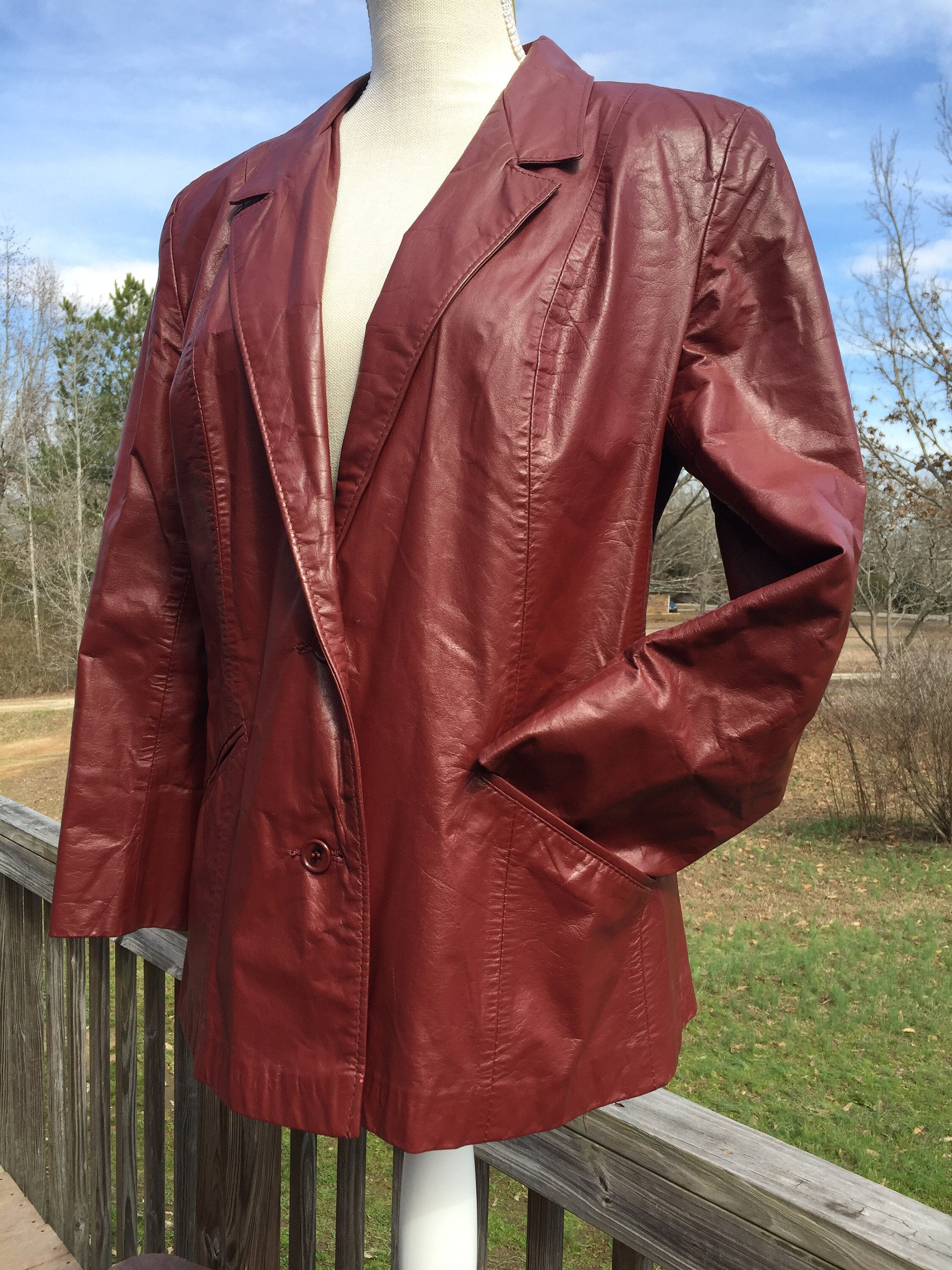 Leather blazer vintage clearance