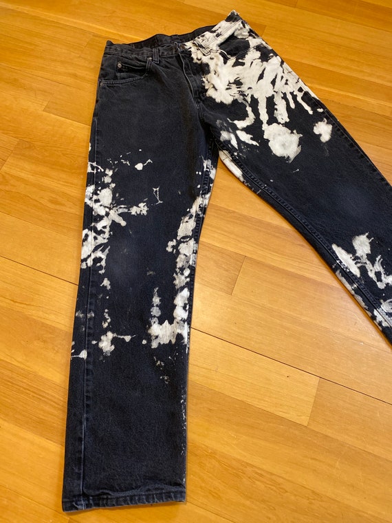 Vintage 1980s Wrangler Jeans, Black Denim, Bleach… - image 4