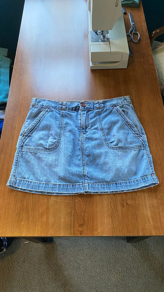 Y2K Low Waist Jean Mini Skirt, Vintage Denim, Low 