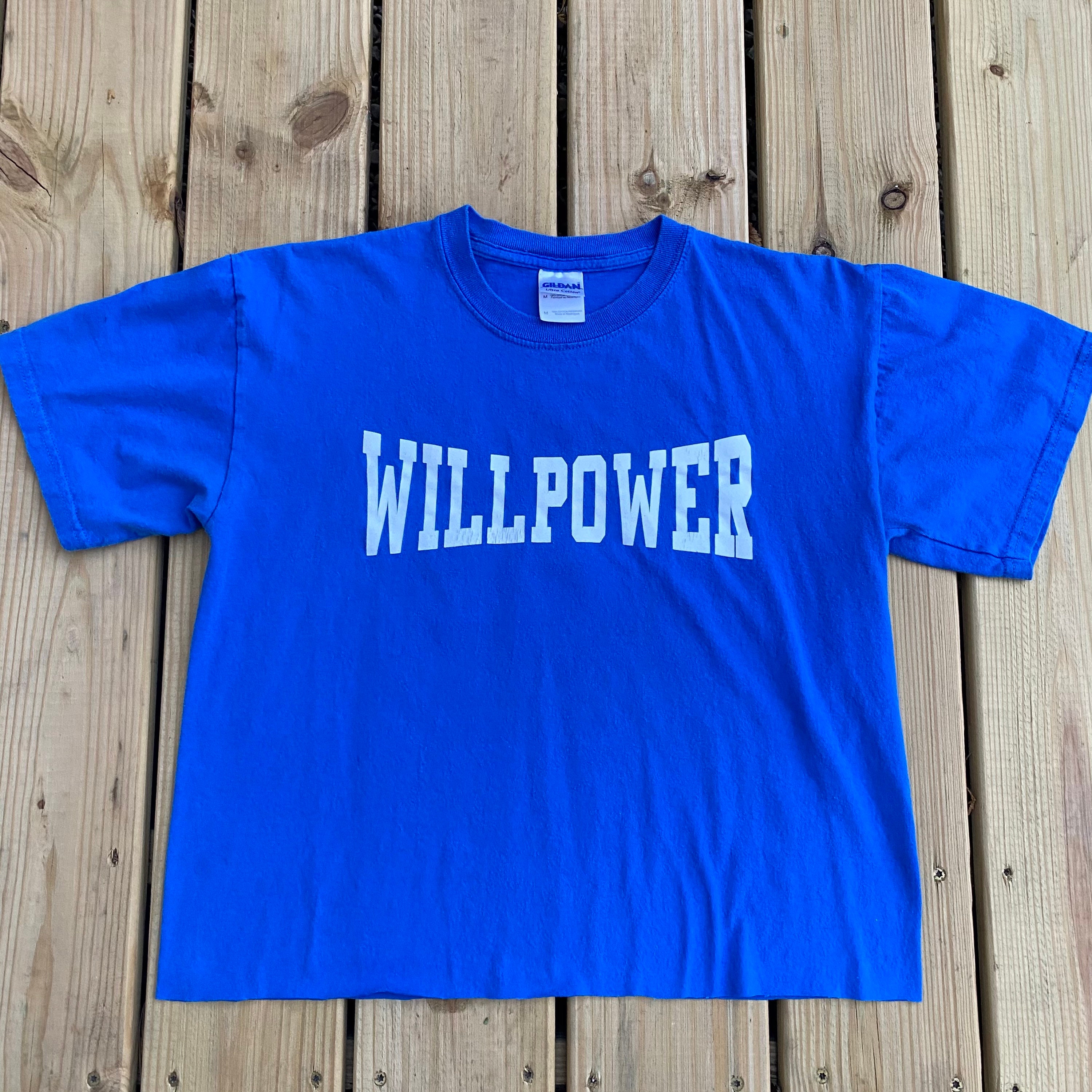 Cropped Willpower Graphic Tee Unisex Adult Medium Royal Blue | Etsy