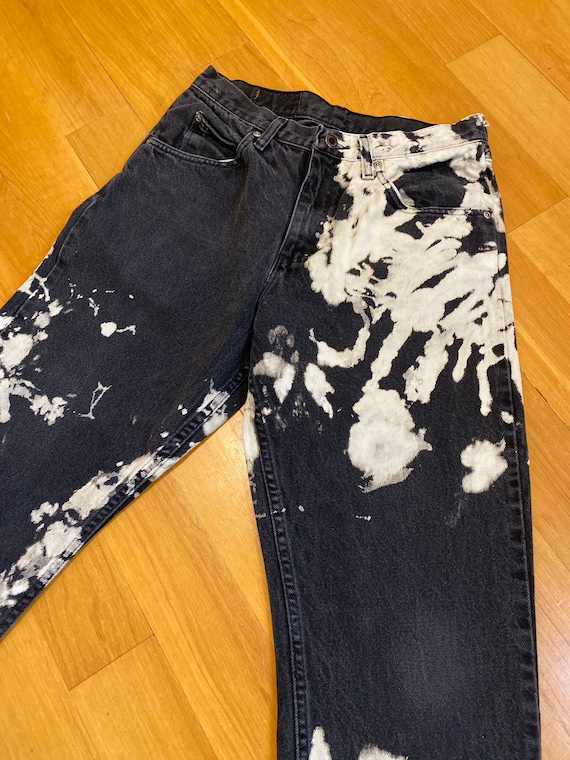 Vintage 1980s Wrangler Jeans, Black Denim, Bleach… - image 1