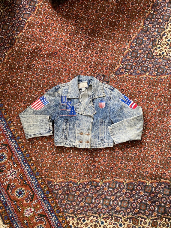 Acid Wash Jean Jacket, Vintage, Cropped, Double Br