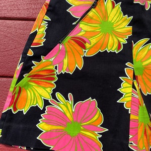 1980s Cache Skort, Vintage, Black, Tropical, Neon, Size M image 2