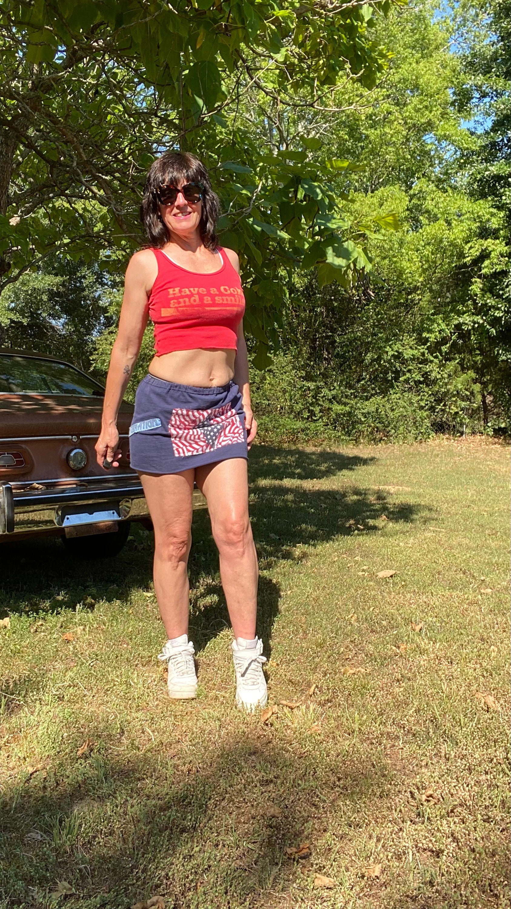 Americana Skirt, Micro Mini, Cotton Jersey, Handmade, July 4th 