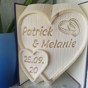 Book folding art wedding book double heart image 1