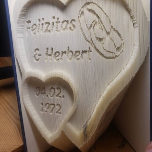 Book folding art wedding book double heart image 4