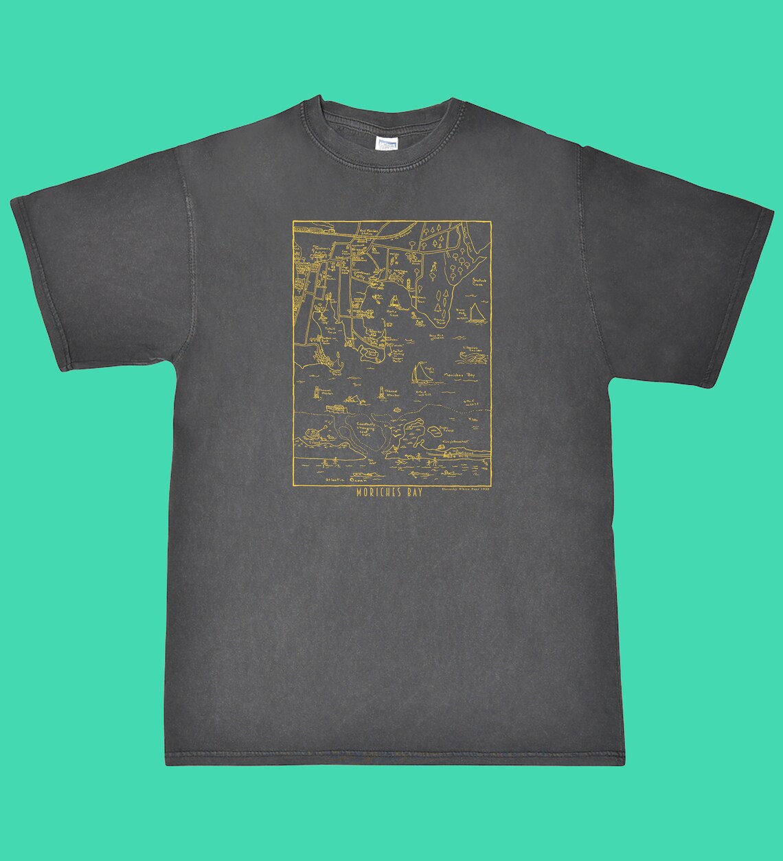 1938 East Moriches NY Handdrawn Map by Dorothy White Etsy