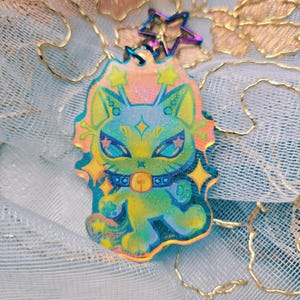 Holographic Alien Kitty Keychain 2.5"