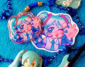 Charm y pegatina para teléfono de Miku