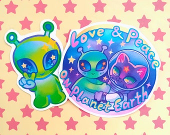 Alien Love & Peace Stickers
