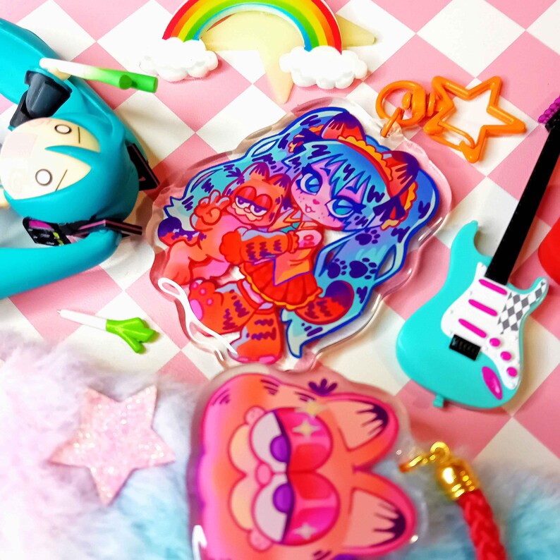 Orange Kitty Miku Keychain image 2