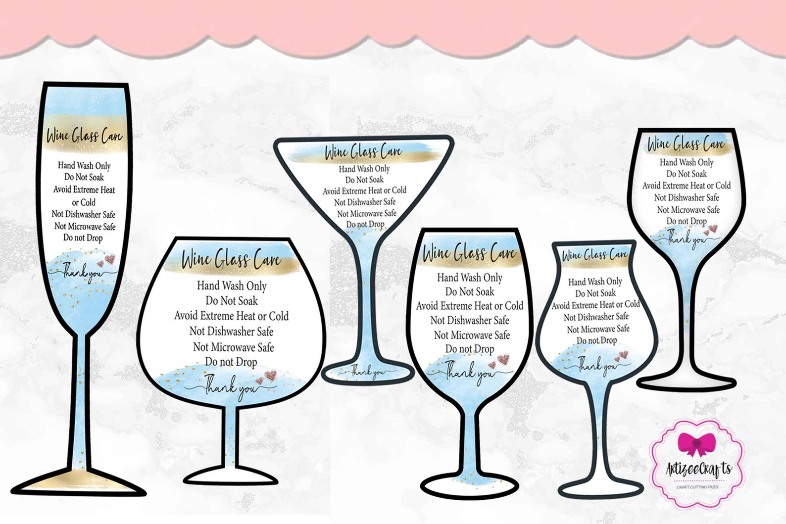 Wine Glass Care Card Printablewashing Instructions - Etsy