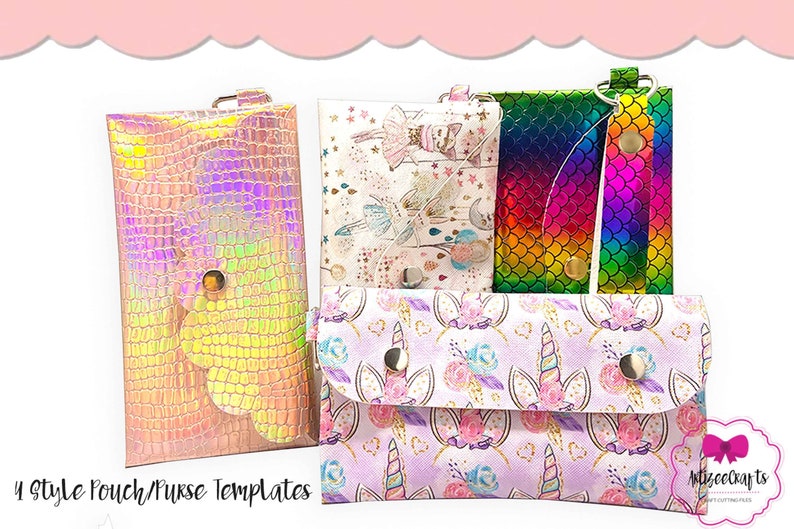 4 Style Pouch Template|Sew or No Sew Clutch|Face Mask Holder|Long Pouch SVG|Clutch Templates|Purse Templates 