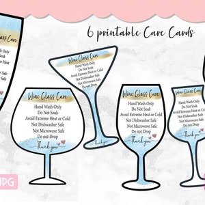 Wine Glass Care Card Printablewashing Instructions - Etsy