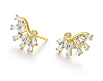 ThEyes On Crystal Angel Wings Ear Studs in 18k Gold Vermeil. Hopes Collection