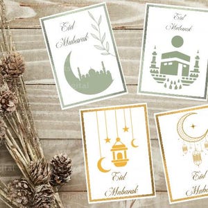 Cartões Eid Mubarak para impressão, cartões islâmicos de felicitações, download digital, cartões Eid, felicitações de festivais, presentes islâmicos