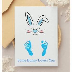 Some-Bunny Loves You ""Ostern druckbar, Kinder-Fußabdruck-Andenken, Kinder-Ostern-Dekor, personalisierte Ostern Andenken. PNG."