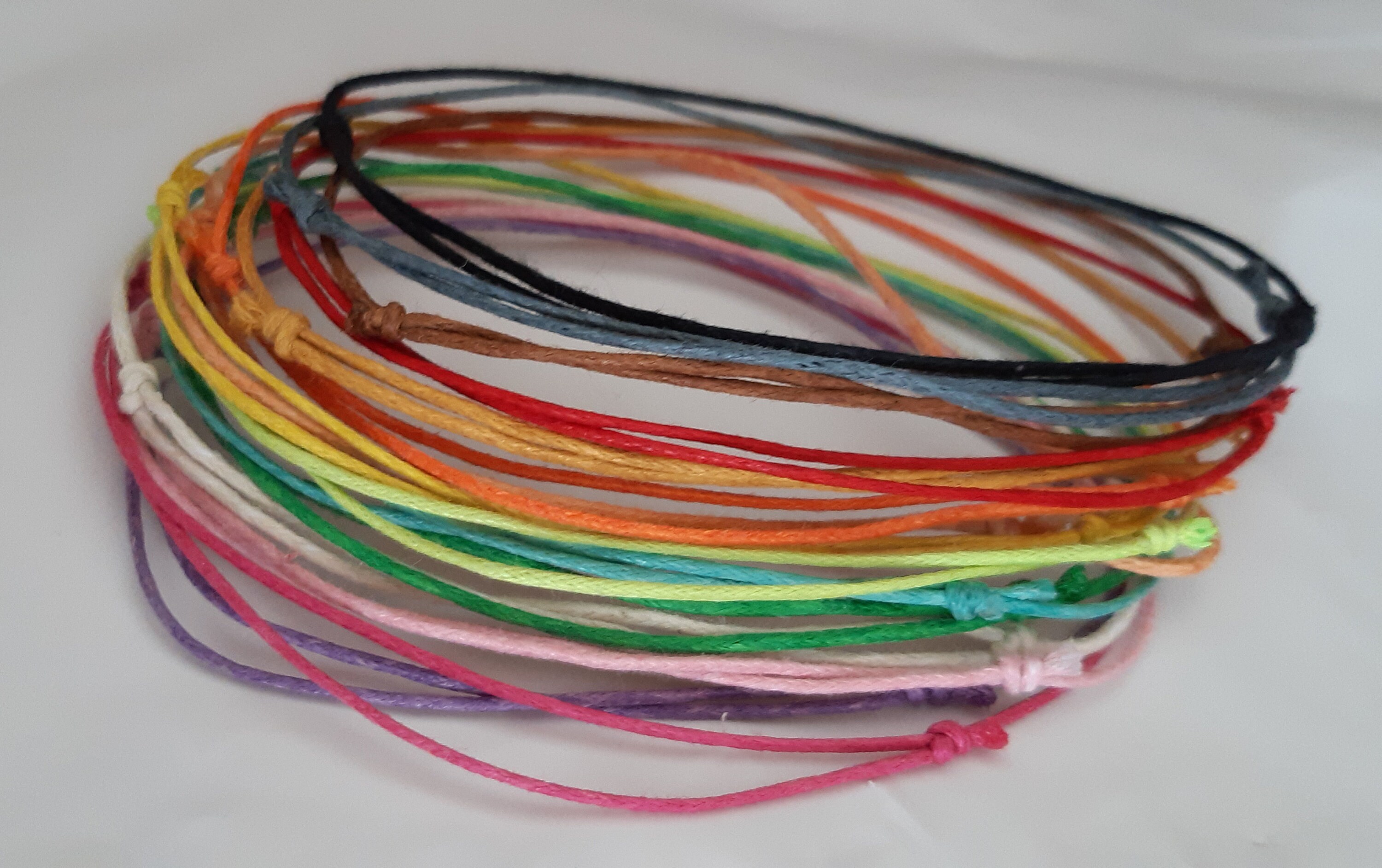 Cotton Cord String Adjustable Bracelet Waxed Cotton Simple Etsy UK