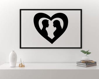Couple Heart Silhouette, Love Graphic (png, jpg, pdf, svg, dxf)