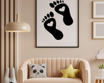 Arte de huella de bebé, imagen digital con detalle de corazón