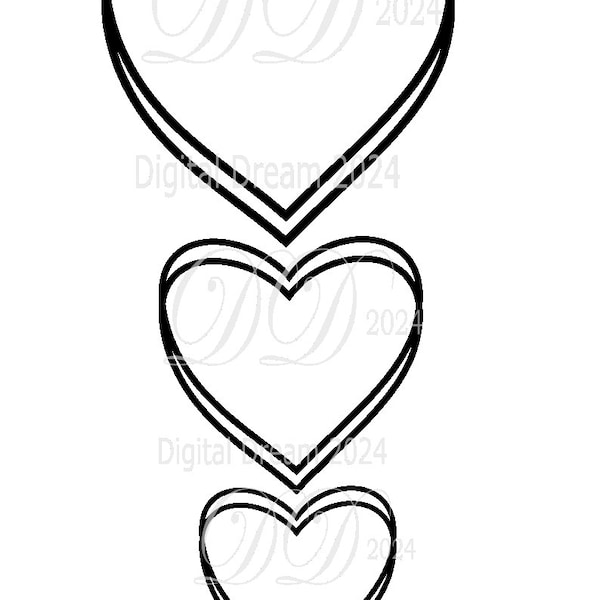 3d Hearts Set, Digital Image, pdf, dxf, png, svg, jpg