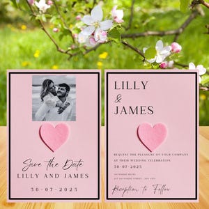 Elegante plantilla digital editable para invitación de boda con fecha de reserva / Descarga instantánea minimalista