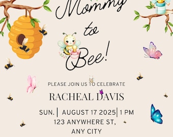 Paquete de baby shower de abejas: Decoración editable para fiesta de mamá a abeja (descarga digital)