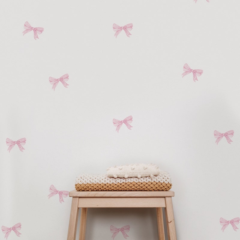 Pink Bow Wallpaper Bedroom - Etsy