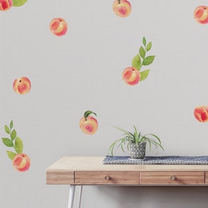 Watercolor Peaches Decal, Peach Decal, Peach wall Sticker, Peach Decals, Peach Decor, Fruit Decal, Fruit Decor