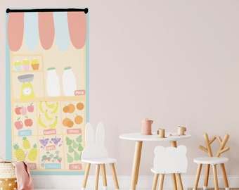 Fruit Station Pretend Play Decal, Playroom Wall Decor