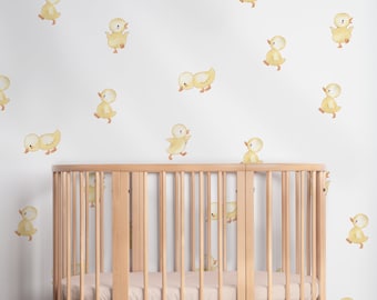 Duckling Wall Decals, Neutral Nursery Decor, Removable Peel and Stick Vinyl, Baby Animal Wall Stickers, Gender Neutral Baby Room, Decal Set