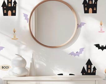 Halloween Wall Decal Set, Haunted House, Ghost Decor