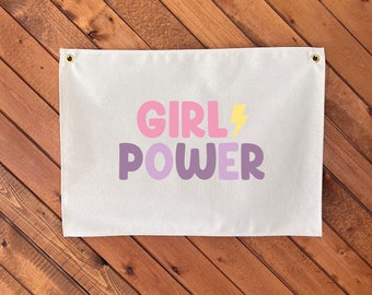 Girl Power Kids Banner, Canvas Wall Decor (16x20)