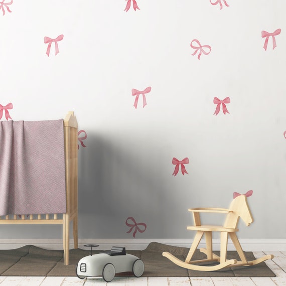 Pink Bow Wall Decals, Coquette Room Decor