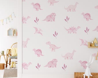 Pink Dinosaur Wall Decals, Neutral Dino Nursery Decor