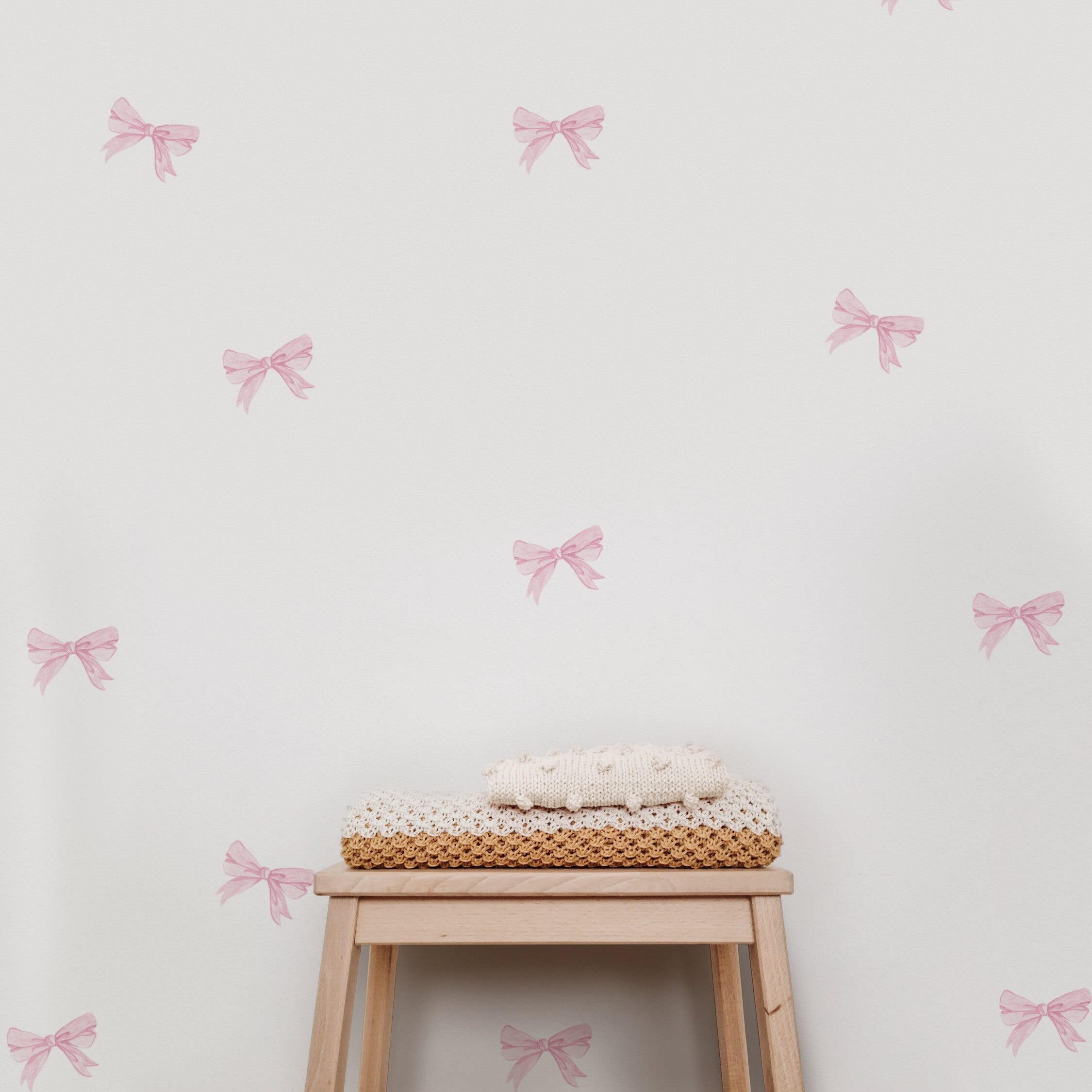 Pink Bow Wall Decals, Coquette Room Decor, Removable Peel and Stick ...