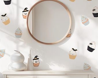 Creepy Halloween Cupcakes Wall Decal Set, Removable Decor