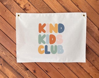 Kind Kids Club Canvas Banner, Colorful Kids Decor