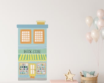 Bookstore Wall Decal, Playroom Decor, Removable Vinyl