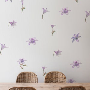 Purple Lilies Flower Wall Decal, Floral Decor
