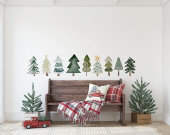 Christmas Tree Wall Decals, Holiday Decor, Peel and Stick