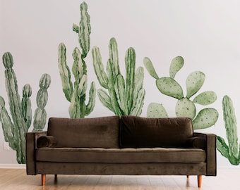 Juego de vinilos decorativos de cactus estilo boho, decoración del desierto.