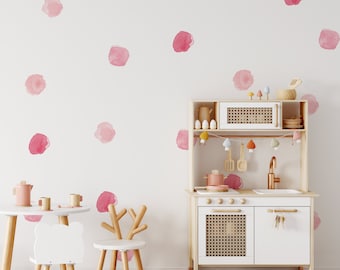 Cotton Candy Pink Polka Dot Wall Decals, Peel and Stick