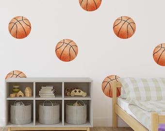 Basketball Wall Decal Set - Removable Matte Vinyl, 7x7"