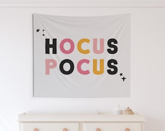Hocus Pocus Tapestry, Pink Halloween Banner, Wall Decor